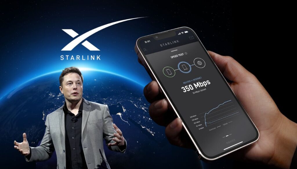 Musk Starlink satellite internet service on mobile